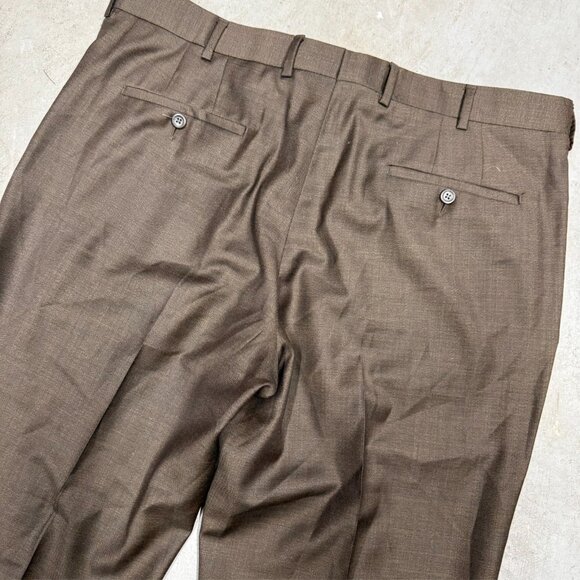 Coppley Dress Pants Super 130s Wool Trousers Brown Canada 38x32 - Picture 9 of 10